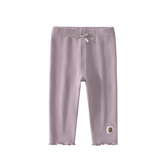 CONZONE Casual Pants for Toddler Girls Straight Leg Girls Pants with Embroidery Elastic Waist Drawstring Lightweight Fall Trousers with Pockets Size 2-3 Years