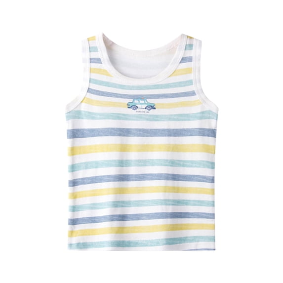 CONZONE Children Boys T Shirt Graphic Print Crew Neck Sleeveless Summer Comfortable Tee Green Size 18-24 Months