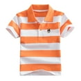 thumbnail image 1 of CONZONE Children Boys Tops Striped Print Short Sleeved Lapel Button Down Summer Comfortable Tee Orange Size 3-4 Years, 1 of 2