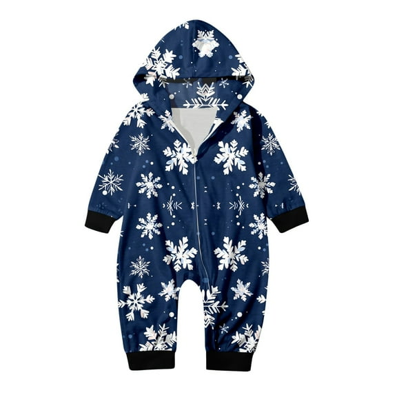 CONZONE Christmas Matching Family Pajamas Sets Xmas Snowflake Graphic Romper Jumpsuit Pj Set for Family Soft Warm Holiday Party Homewear Loungewear Sets for Men Women And Kids