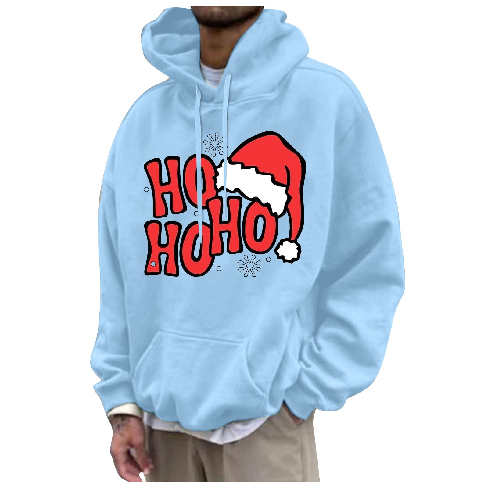 CONZONE Christmas Men's Hoodies Xmas Graphic Print Hoodie for Men Long ...
