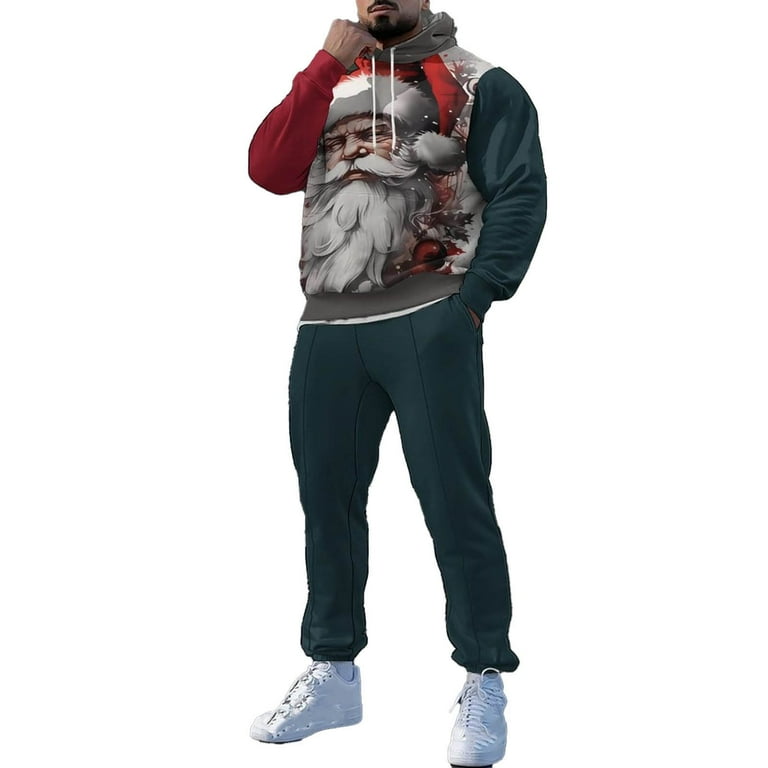 CONZONE Christmas Men's Sweatsuit Piece Sets Casual Men's