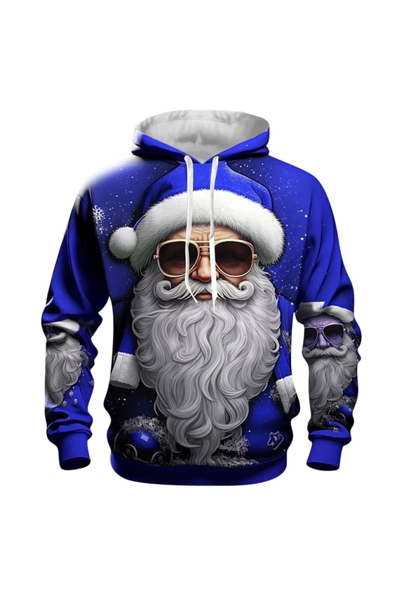 Christmas Mens Hoodies Xmas Santa Claus Hoodie for Men Graphic Long Sleeve Warm Pullover Hooded Sweatshirt Soft Fall Winter Sweatshirts With Pocket