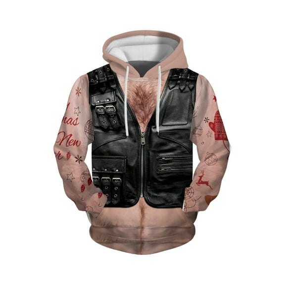 CONZONE Christmas Mens Hoodies Xmas Graphic Print Hoodie for Men Long Sleeve Pullover Hooded Sweatshirt Soft Fall Winter Sweatshirts With Pocket