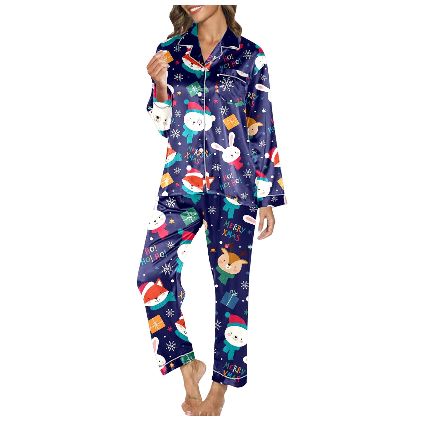 CONZONE Christmas Women's Pajamas Sets 2 Peice Pjs Set Long Sleeve ...