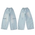 thumbnail image 1 of CONZONE Denim Pants for Little Girls Straight Leg Jeans for Girls Elastic Waist Lightweight Fall Trousers with Pockets Size 5-6 Years, 1 of 9