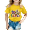thumbnail image 1 of CONZONE Easter Baby Girls Short Sleeve T-Shirts Happy Easter Letter Graphic Tee Shirt for Girls Crew Neck Soft Loose Childrens Spring Tops, 1 of 4