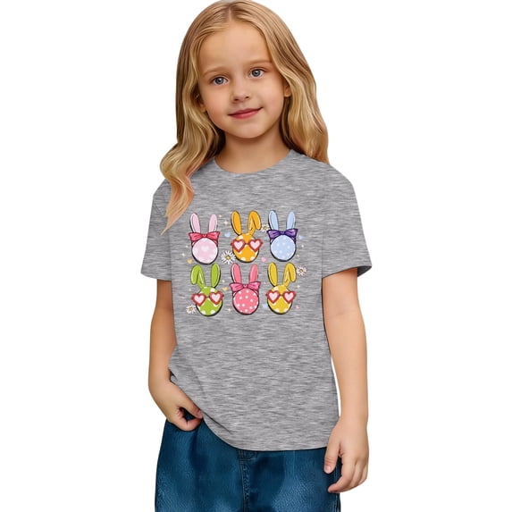 CONZONE Easter Unisex Toddler Boys Girls Tshirts Cartoon Bunny Graphic Short Sleeve T-Shirts for Boys Crew Neck Lightweight Kids Summer Tops