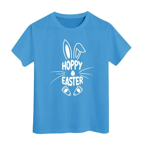 CONZONE Easter Unisex Toddler Boys Girls Tshirts Happy Easter Letter Graphic Short Sleeve T-Shirts for Boys Crew Neck Lightweight Kids Summer Tops