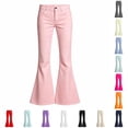 thumbnail image 1 of CONZONE Flared Pants For Big Girls Solid Color Elastic Waist Girls Pants With Pockets Modern Fit Casual Summer Fall Trousers For Girls Size 13-14 Years Light Pink, 1 of 6