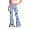 thumbnail image 1 of CONZONE Flared Pants for Big Girls Star Print Girls Bootcut Pants Mid Waist Lightweight Fall School Trousers with Pockets Size 11-12 Years, 1 of 6