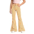 thumbnail image 1 of CONZONE Flared Pants for Big Girls Striped Print Girls Bootcut Pants Mid Waist Lightweight Fall School Trousers with Pockets Size 11-12 Years, 1 of 6