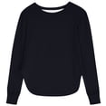 thumbnail image 1 of CONZONE Girls Summer Tops Long Sleeve Solid Color Shirts For Girls Crew Neck Cozy Toddler T Shirts Size 7-8 Years Black, 1 of 4