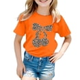 thumbnail image 1 of CONZONE Girls Summer Tops Short Sleeve Leopard Cherry Graphic Tshirts For Girls Crew Neck Soft Children T-Shirts Size 10-11 Years Orange, 1 of 4