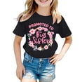 thumbnail image 1 of CONZONE Girls Summer Tops Short Sleeve Letter Big Sister Floral Graphic Tshirts For Girls Crew Neck Casual Toddler T-Shirts Size 4-5 Years Black, 1 of 3