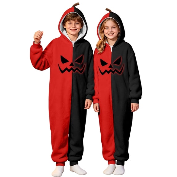 CONZONE Halloween Big Boys Onesie Patchwork Graphic Jumpsuit for Kids Funny Spooky Season Romper