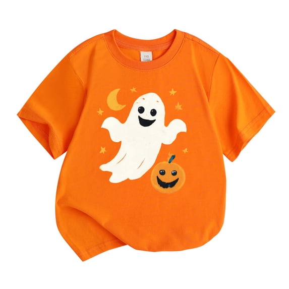 CONZONE Halloween Big Boys Tshirts Short Sleeve Graphic Tees for Boys Crew Neck Spooky Season Cute Tops
