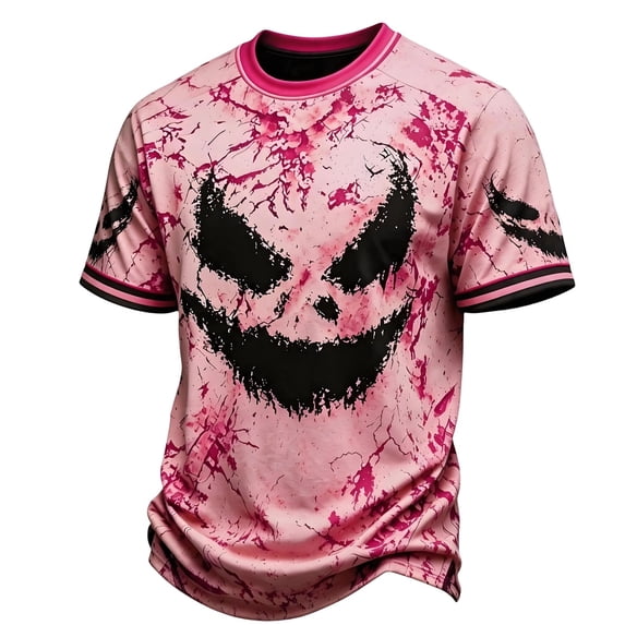 CONZONE Halloween Big Boys Tshirts Short Sleeve Pumpkin Face Graphic Tees for Boys Crew Neck Spooky Season Casual Tops