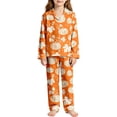 thumbnail image 1 of CONZONE Halloween Big Girls Pajamas Pumpkin Pjs Set Hallowmas Jammies Long Sleeve Button Down Shirts Pants 2 Piece Sleepwear Loungewear for Kids, 1 of 7