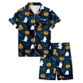 thumbnail image 1 of CONZONE Halloween Girls Pajamas Set Toddler Girls Printed Short Sleeve Button Down Tops and Shorts Hallowmas Sleepwear Soft 2 Piece Pjs Set for Girls Size 3-4 Years, 1 of 5