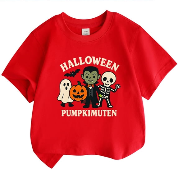 CONZONE Halloween Little Boys Tshirts Short Sleeve Graphic Tees for Boys Crew Neck Spooky Season Cute Tops