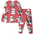 thumbnail image 1 of CONZONE Halloween Little Girls Pajamas Ghost Pjs Set Hallowmas Jammies Long Sleeve Button Down Shirts Pants 2 Piece Sleepwear Loungewear for Kids, 1 of 3