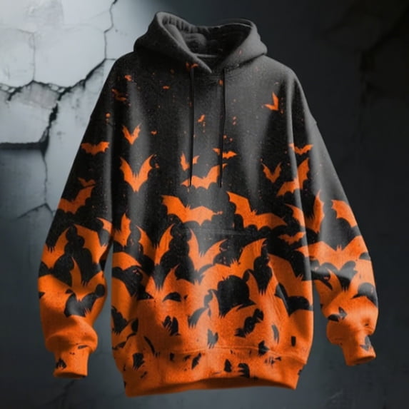 CONZONE Halloween Men's Fleece Hoodies Long Sleeve Hallowmas Pullover Hoodie for Men Graphic Hooded Sweatshirts With Pocket