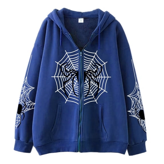 CONZONE Halloween Men's Hoodies Long Sleeve Hallowmas Pullover Hoodie for Men Zip Up Cobweb Graphic Hooded Sweatshirts With Pocket