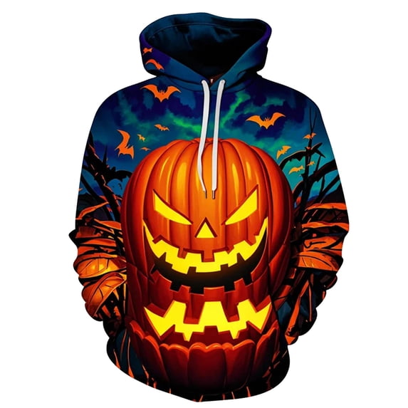 CONZONE Halloween Mens Hoodies Long Sleeve Hallowmas Pullover Hoodie for Men Funny Ghost Pumpkin Graphic Hooded Sweatshirts With Pocket
