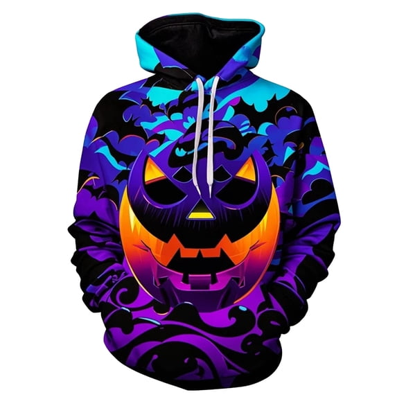CONZONE Halloween Mens Hoodies Long Sleeve Hallowmas Pullover Hoodie for Men Funny Ghost Pumpkin Graphic Hooded Sweatshirts With Pocket