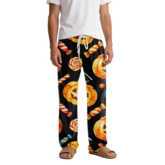 CONZONE Halloween Mens Pajama Pants Elastic Waist Drawstring Hallowmas Printed Lounge Pants for Men Soft Sleepewear Pjs Bottoms with Pockets