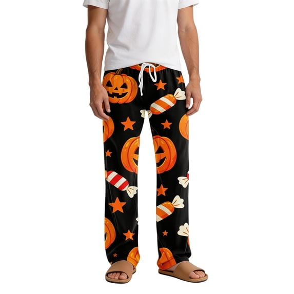 CONZONE Halloween Mens Pajama Pants Elastic Waist Drawstring Hallowmas Printed Lounge Pants for Men Soft Sleepewear Pjs Bottoms with Pockets