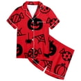 thumbnail image 1 of CONZONE Halloween Pajamas for Big Girls Printed Short Sleeve Button Down Tops and Shorts Hallowmas Loungewear Soft 2 Piece Girls Pjs Set Size 12-13 Years, 1 of 4