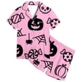 thumbnail image 1 of CONZONE Halloween Pajamas for Little Girls Printed Short Sleeve Button Down Tops and Shorts Hallowmas Loungewear Soft 2 Piece Girls Pjs Set Size 6-7 Years, 1 of 4