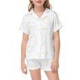 thumbnail image 1 of CONZONE Halloween Pajamas for Girls Ghost Pjs Set Hallowmas Jammies Short Sleeve Button Down Shirts Shorts 2 Piece Sleepwear Loungewear for Kids, 1 of 7