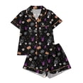 thumbnail image 1 of CONZONE Halloween Pajamas for Girls Graphic Pjs Set Hallowmas Jammies Short Sleeve Button Down Shirts Shorts 2 Piece Sleepwear Loungewear for Kids, 1 of 8