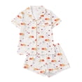 thumbnail image 1 of CONZONE Halloween Pajamas for Girls Graphic Pjs Set Hallowmas Jammies Short Sleeve Button Down Shirts Shorts 2 Piece Sleepwear Loungewear for Kids, 1 of 8