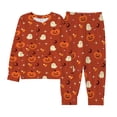 thumbnail image 1 of CONZONE Halloween Pajamas for Girls Pumpkin Ghost Pjs Set Hallowmas Jammies Long Sleeve Tops Pants 2 Piece Sleepwear Loungewear for Kids, 1 of 4