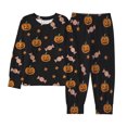 thumbnail image 1 of CONZONE Halloween Pajamas for Girls Pumpkin Pjs Set Hallowmas Jammies Long Sleeve Tops Pants 2 Piece Sleepwear Loungewear for Kids, 1 of 4