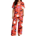 thumbnail image 1 of CONZONE Halloween Pajamas for Women Set Short Sleeve Button Down Graphic Tops Pants Pjs 2 Piece Spooky Season Sleepwear, 1 of 5