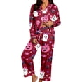 thumbnail image 1 of CONZONE Halloween Pajamas for Women Set Short Sleeve Button Down Graphic Tops Pants Pjs 2 Piece Spooky Season Sleepwear, 1 of 4