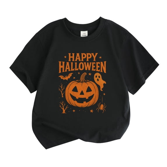 CONZONE Halloween Toddler Boys Tshirts Short Sleeve Graphic Tees for Boys Crew Neck Spooky Season Casual Tops