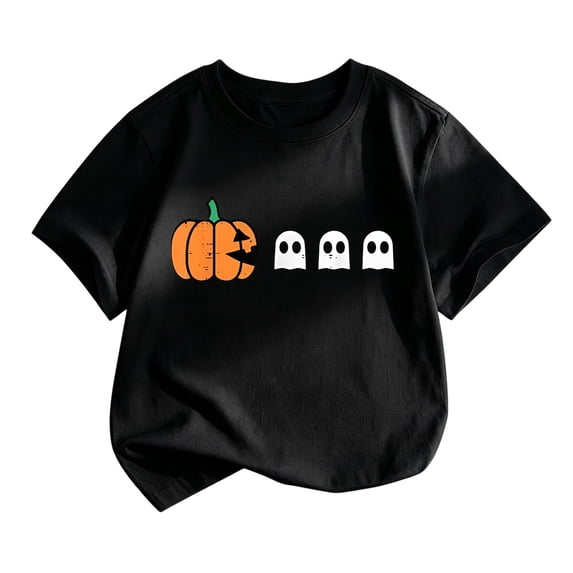 CONZONE Halloween Toddler Boys Tshirts Short Sleeve Graphic Tees for Boys Crew Neck Spooky Season Casual Tops