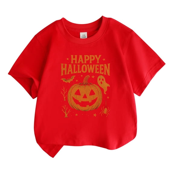 CONZONE Halloween Toddler Boys Tshirts Short Sleeve Graphic Tees for Boys Crew Neck Spooky Season Casual Tops