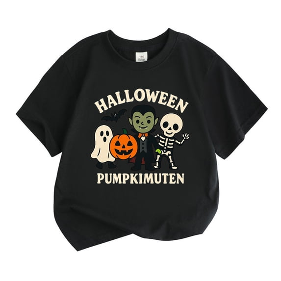 CONZONE Halloween Toddler Boys Tshirts Short Sleeve Graphic Tees for Boys Crew Neck Spooky Season Cute Tops