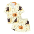 thumbnail image 1 of CONZONE Halloween Toddler Girls Pajamas Graphic Pjs Set Hallowmas Jammies Short Sleeve Button Down Shirts Shorts 2 Piece Sleepwear Loungewear for Kids, 1 of 2
