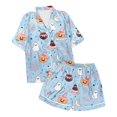 thumbnail image 1 of CONZONE Halloween Toddler Girls Pajamas Graphic Pjs Set Hallowmas Jammies Short Sleeve Button Down Shirts Shorts 2 Piece Sleepwear Loungewear for Kids, 1 of 2