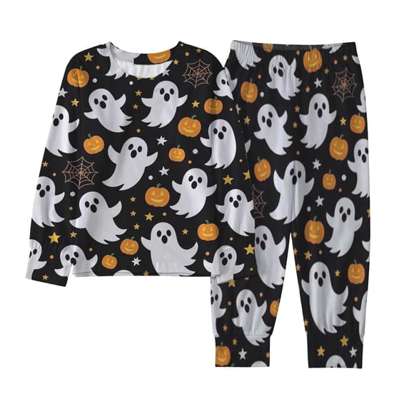 CONZONE Halloween Toddler Girls Pajamas Pumpkin Ghost Pjs Set Hallowmas Jammies Long Sleeve Tops Pants 2 Piece Sleepwear Loungewear for Kids
