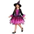 thumbnail image 1 of CONZONE Halloween Witch Outfit For Girls Hallowmas Light Up Dress With Hat Dress Up Clothes For Kids Funny Festival Stage Party Outfits Size 3-4 Years Red, 1 of 5