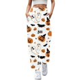 thumbnail image 1 of CONZONE Halloween Womens Joggers Baggy High Elastic Waist Drawstring Joggers for Women Wide Leg Hallowmas Printed Fall Winter Sports Pants with Pockets, 1 of 5